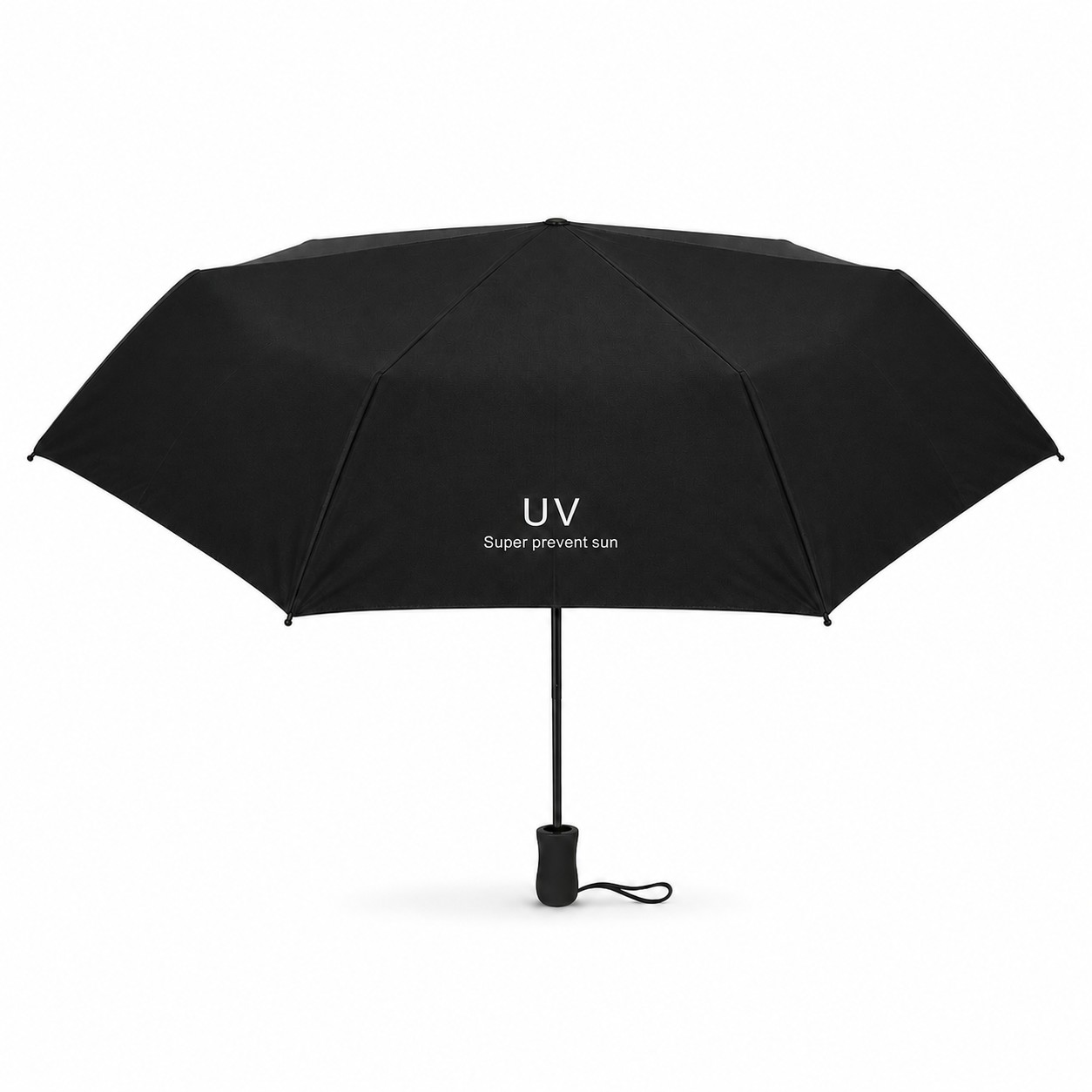 Foldable UV Umbrella With Wide Canopy — Black