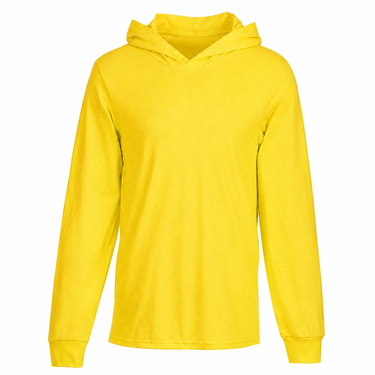 Cotton Jersey Hooded Long Sleeve Shirt — Yellow