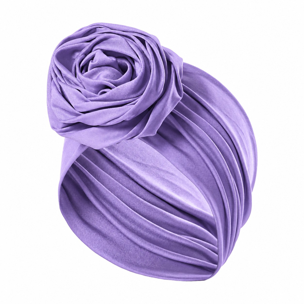 Polyester Rose Turban Headwrap Hat — Lavender Purple