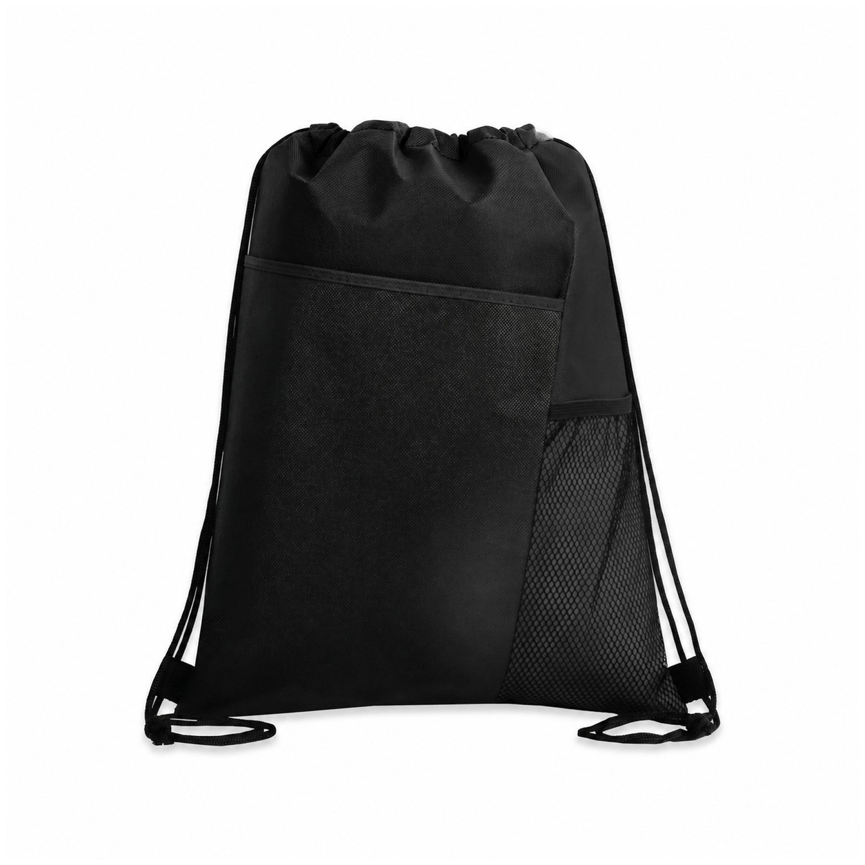 Tri-Color Mesh Drawstring Backpack — Black