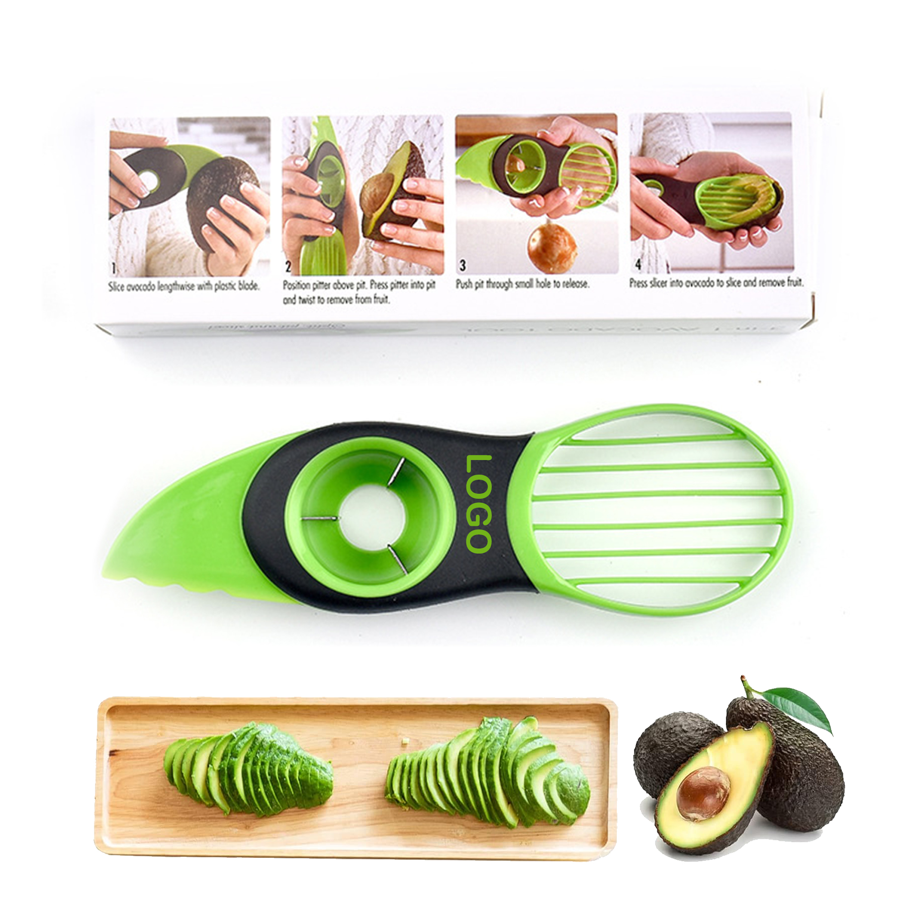 Green Avocado Slicer Prep Tool