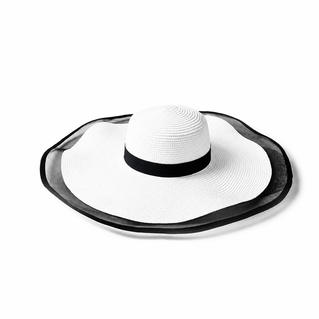 Straw Wide Brim Sun Hat — White