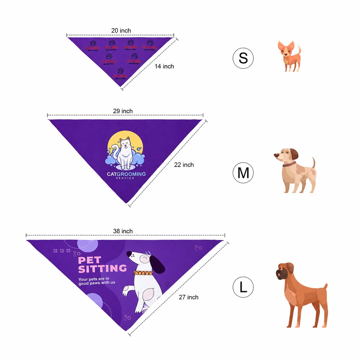 Washable Pet Triangle Bandanna — Purple