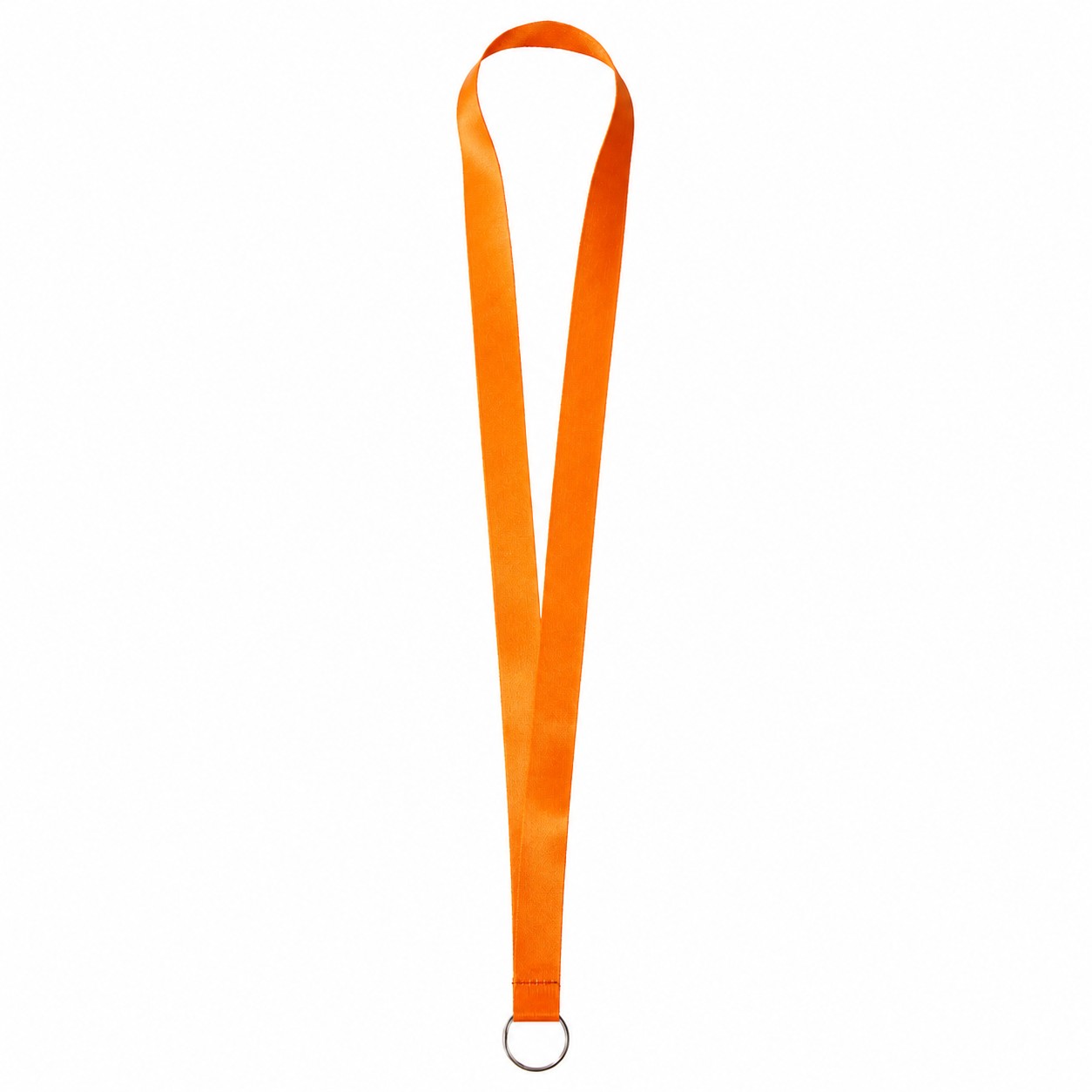 Satin Polyester Split Ring Lanyard — Orange