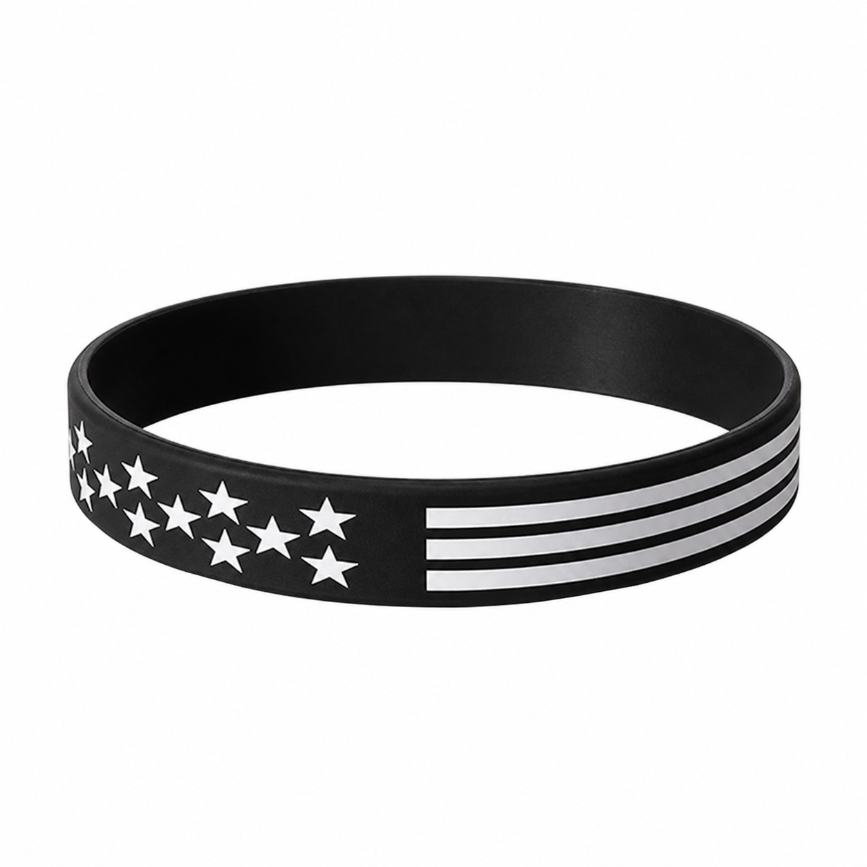 Patriotic Silicone Rally Wristband — Black