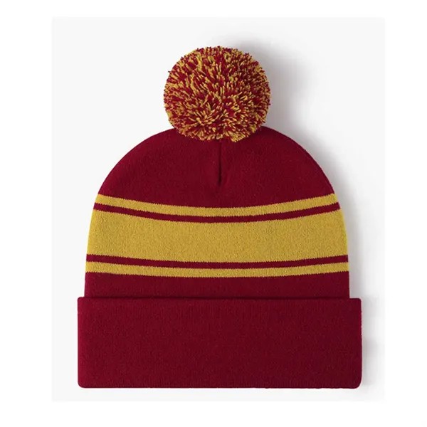 Acrylic Stripe Pom Beanie Hat — view 2