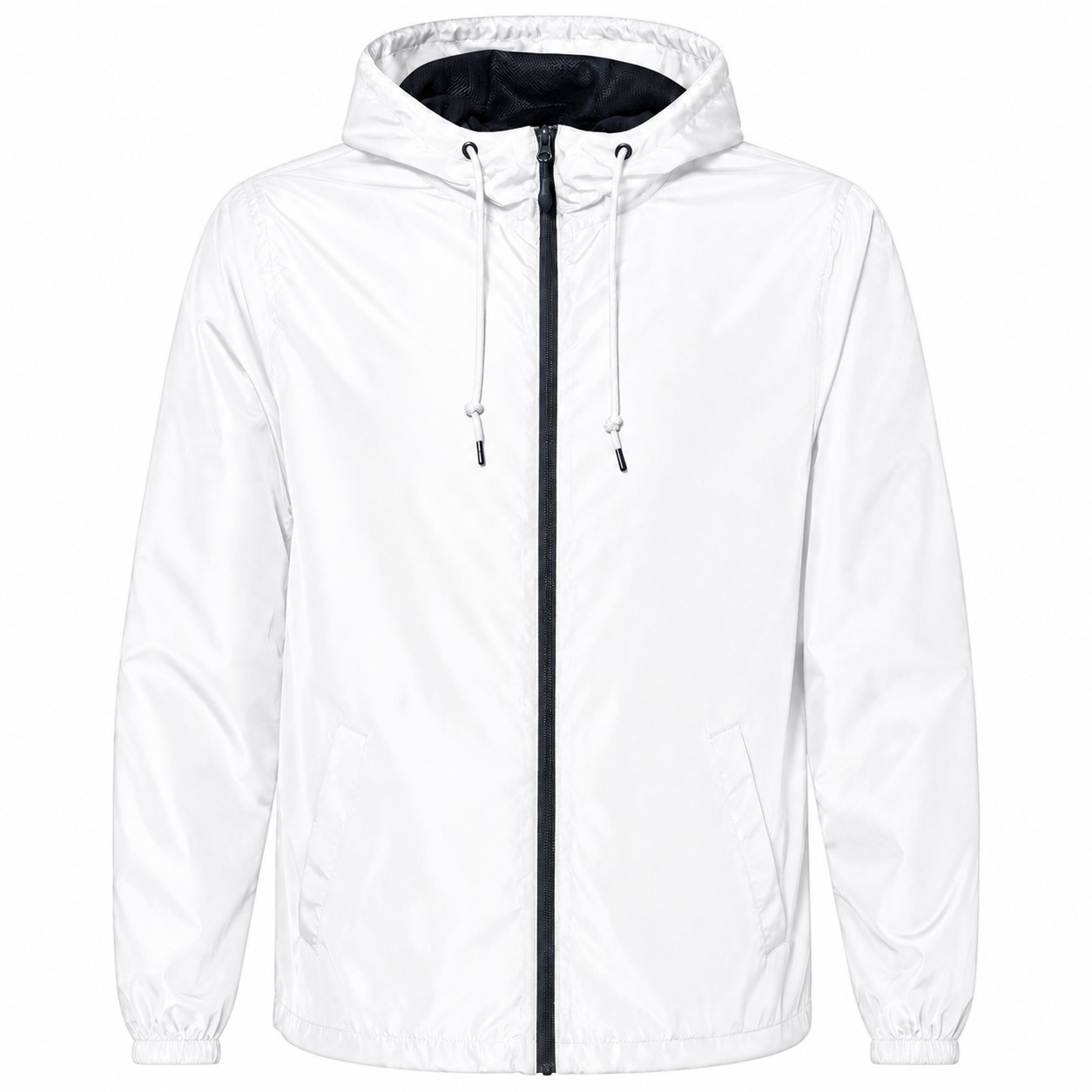 Polyester Hooded Wind Jacket — White