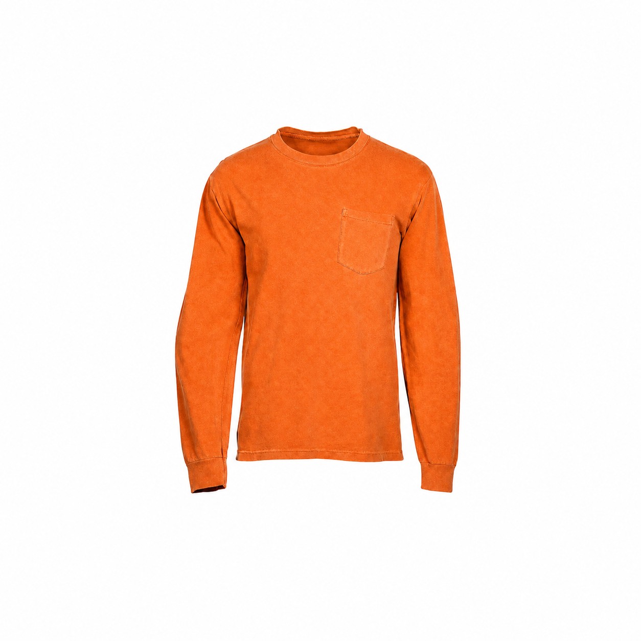 Ringspun Cotton Pocket Long Sleeve Shirt — Orange