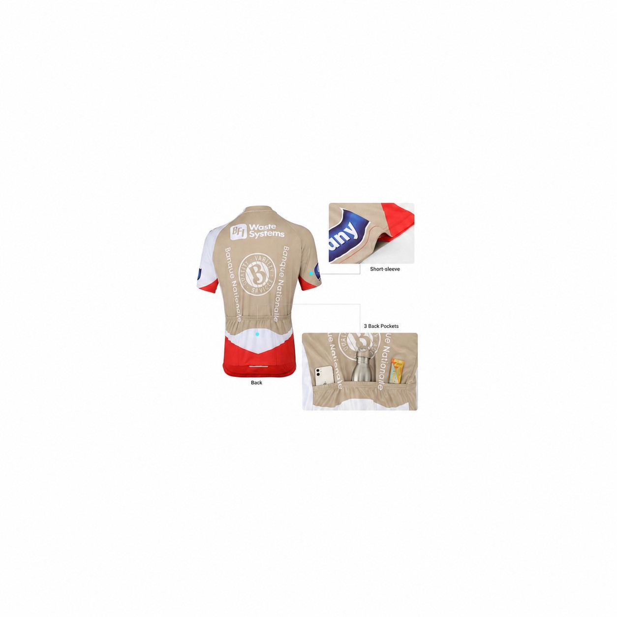 Mesh Polyester Cycling Team Jersey — Natural Beige