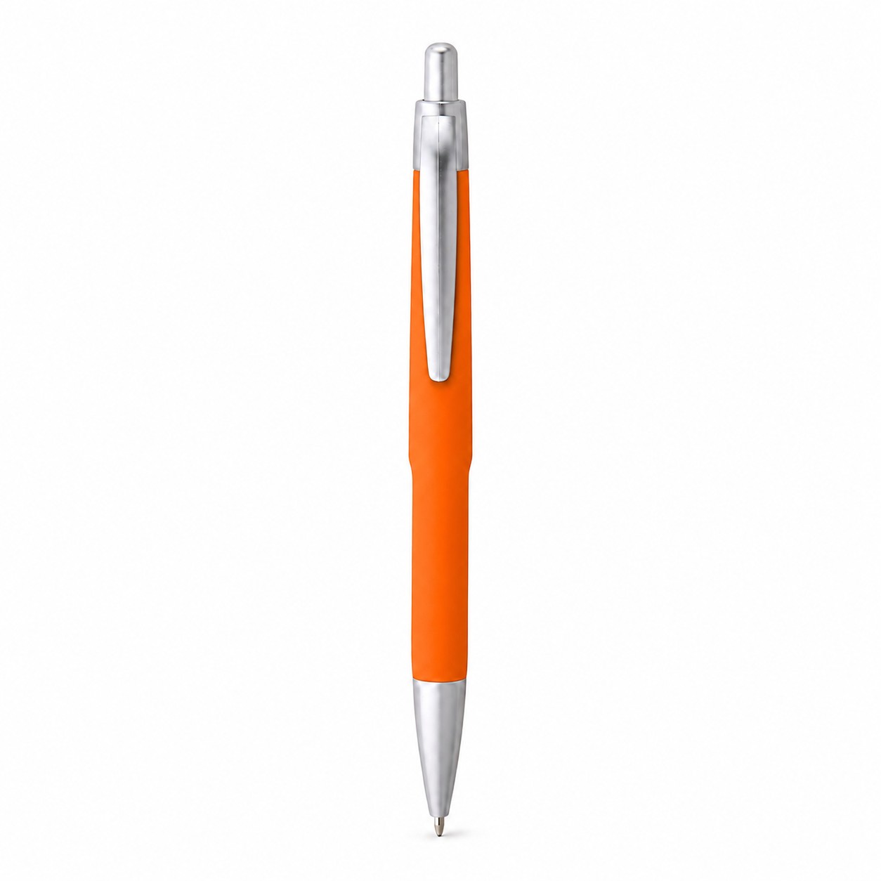 Plastic Metal Retractable Pen With Refills — Orange
