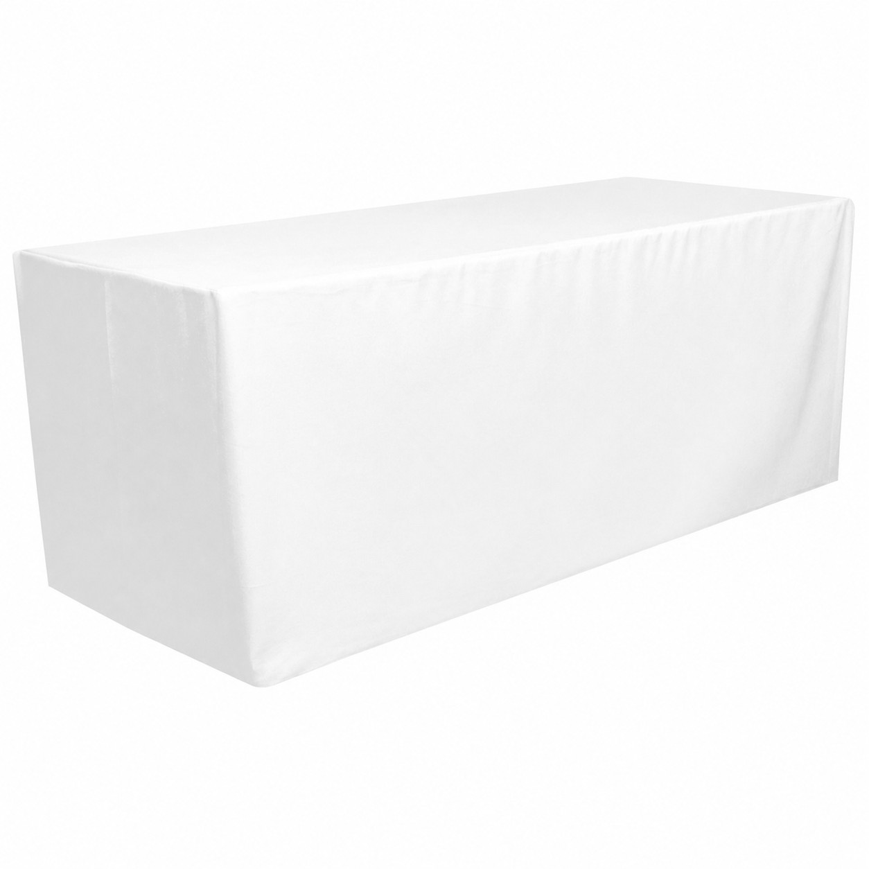 6-Foot Fitted Polyester Table Cover — White