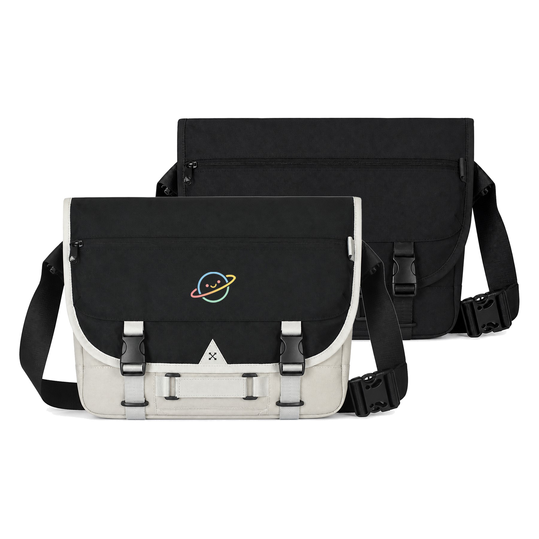 Two Tone Polyester Buckle Flap Messenger Bag — view 1