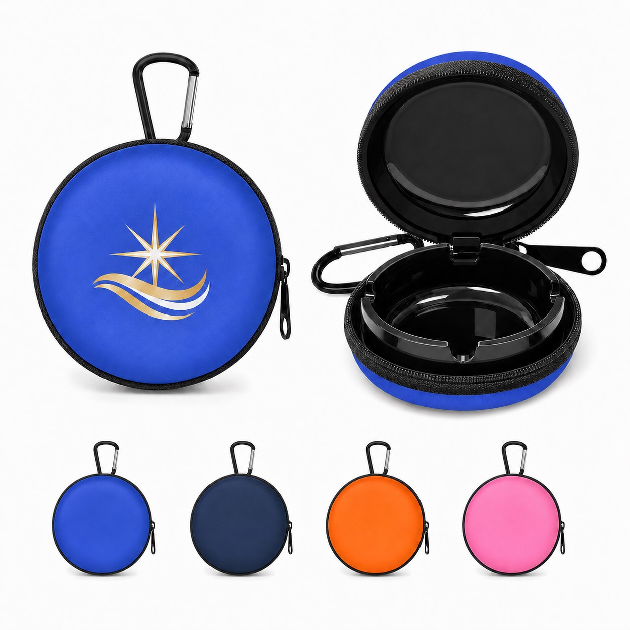 Stainless Steel Flip Top Ashtray With Keychain