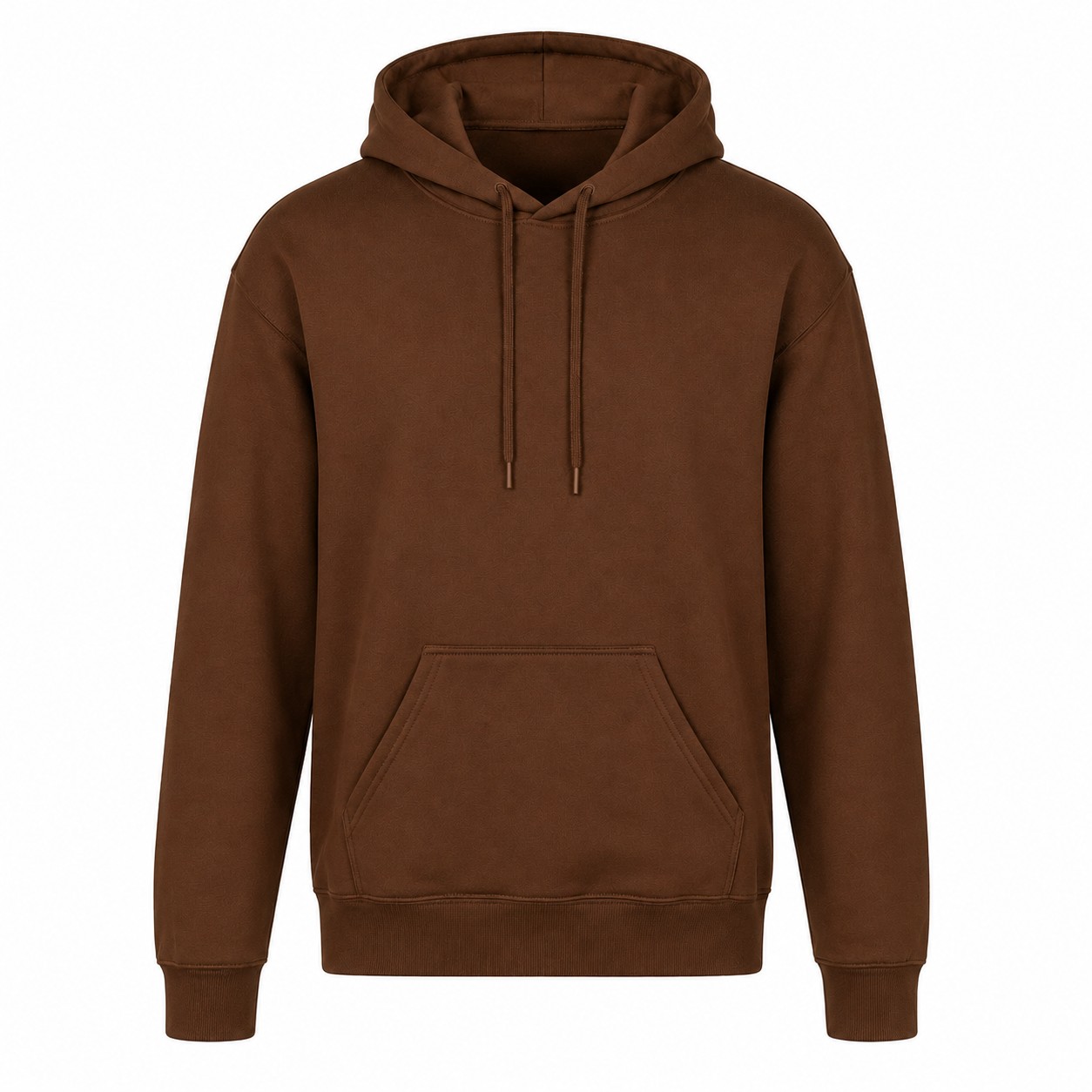 Cotton Polyester Fleece Pullover Hoodie — Brown