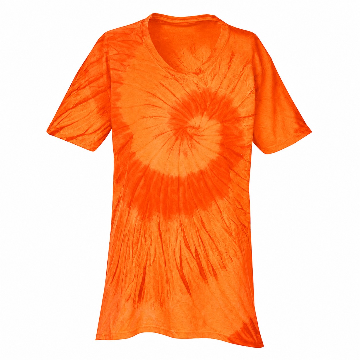 Swirl Tie Dye Cotton V Neck Shirt — Orange