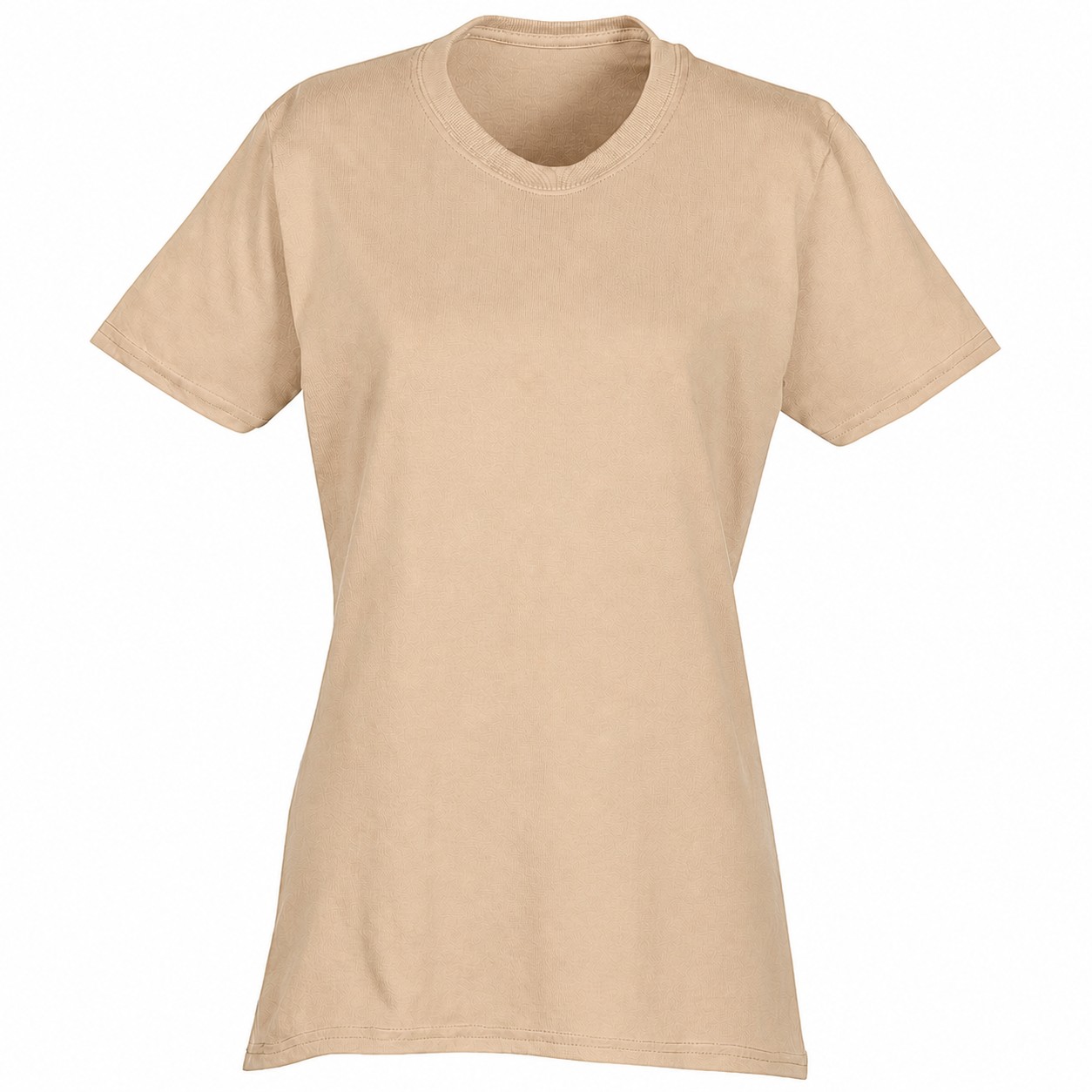 Ladies Cotton Polyester Crewneck Tee — Tan Beige
