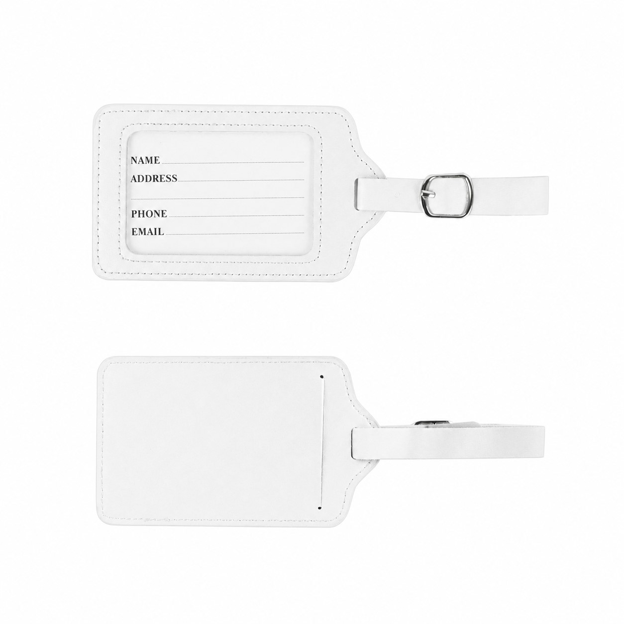 PU Leather Window Luggage Tag — White