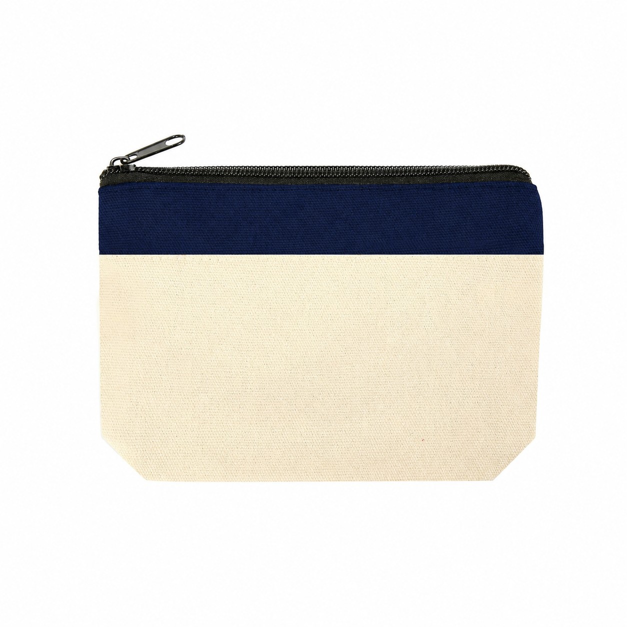 Cotton Canvas Zipper Pouch — Navy Blue