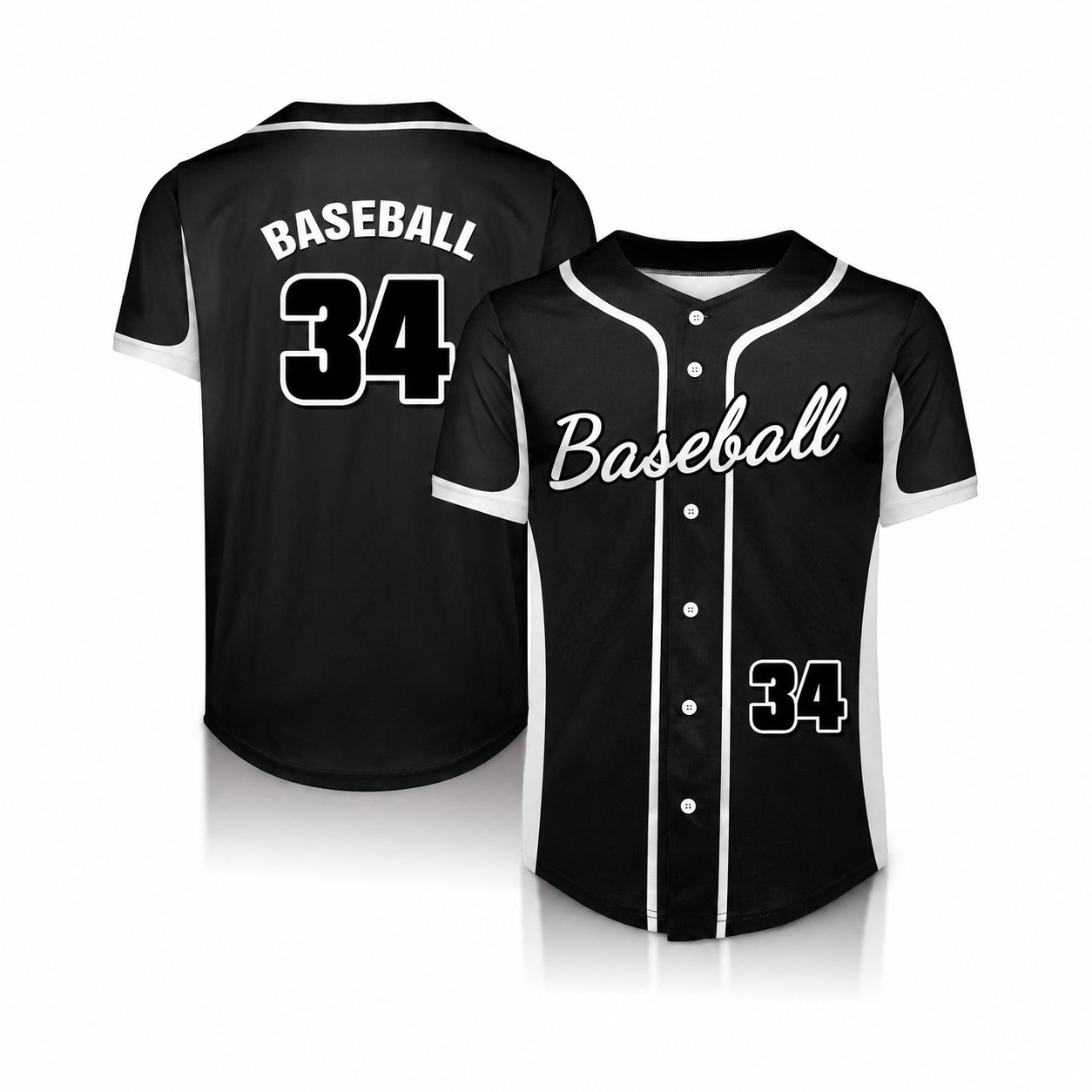 Interlock Mesh Fabric Sports Jersey — Black