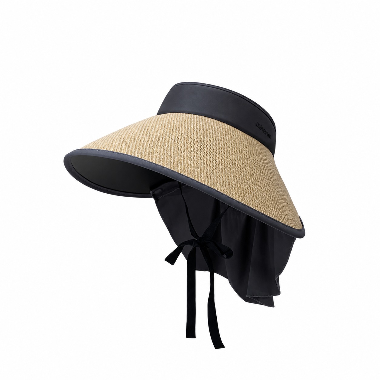 Wraparound Wide Brim Polyester Sun Visor — Khaki Beige