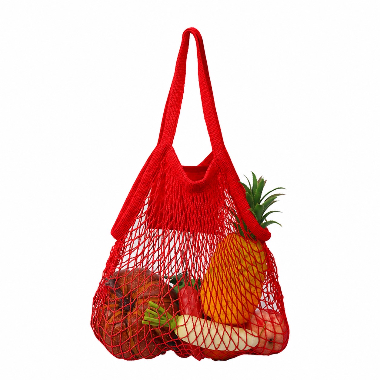 Cotton Mesh Market Tote — Red