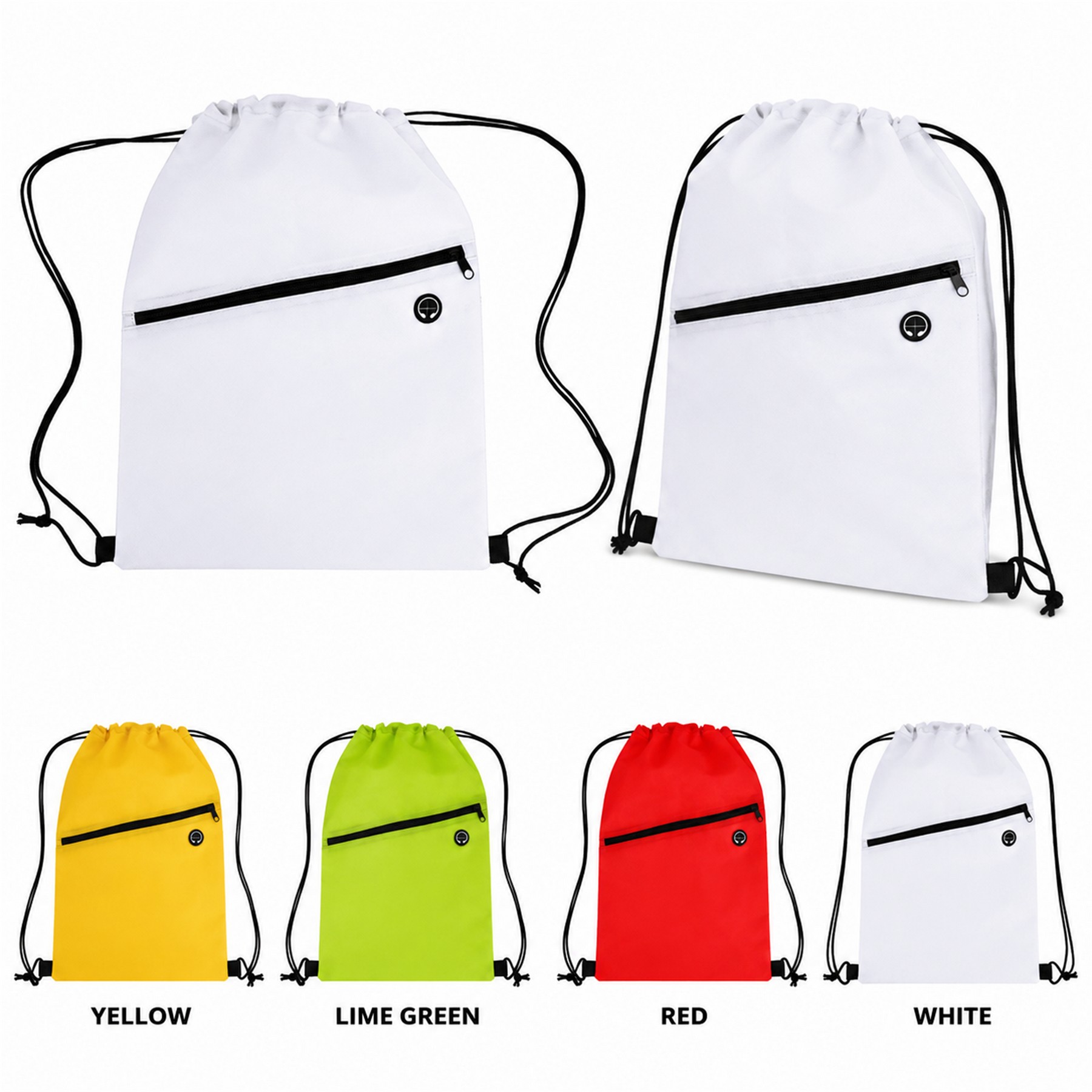 Zippered Storage Drawstring Bag