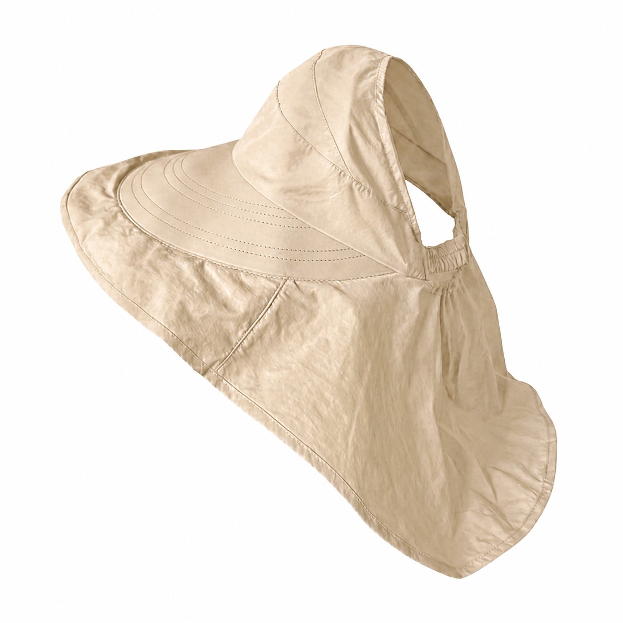Polyester Cape Sun Hat — Beige