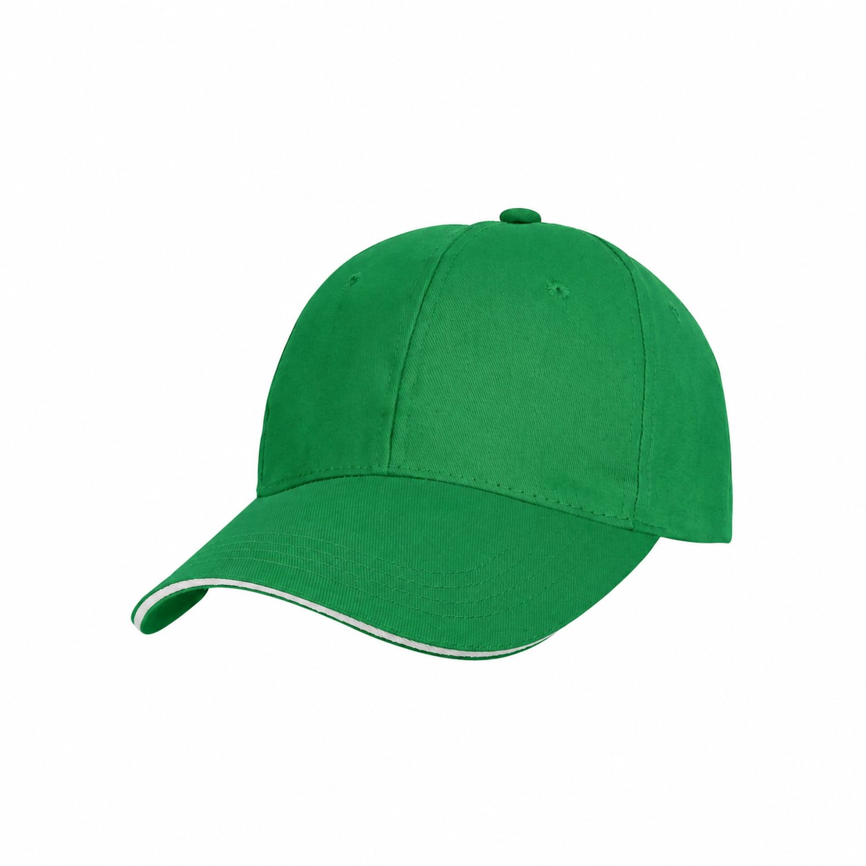Cotton Twill Front Cap with Ventilation Eyelets — Green