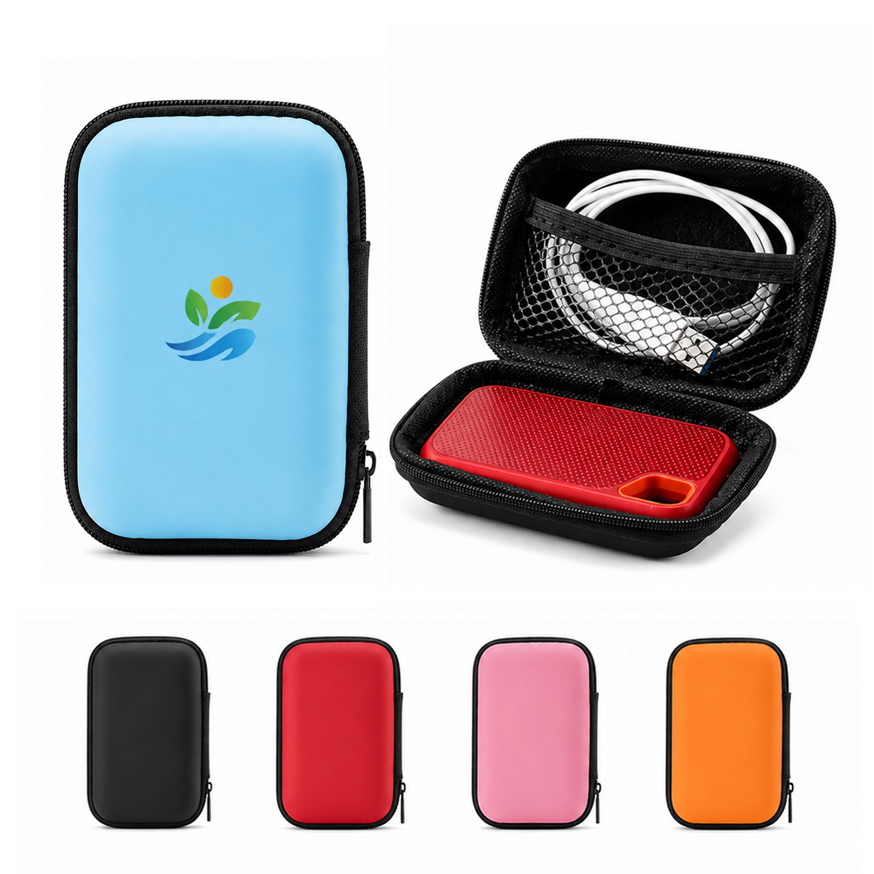 Compact EVA Zippered Earbud Case