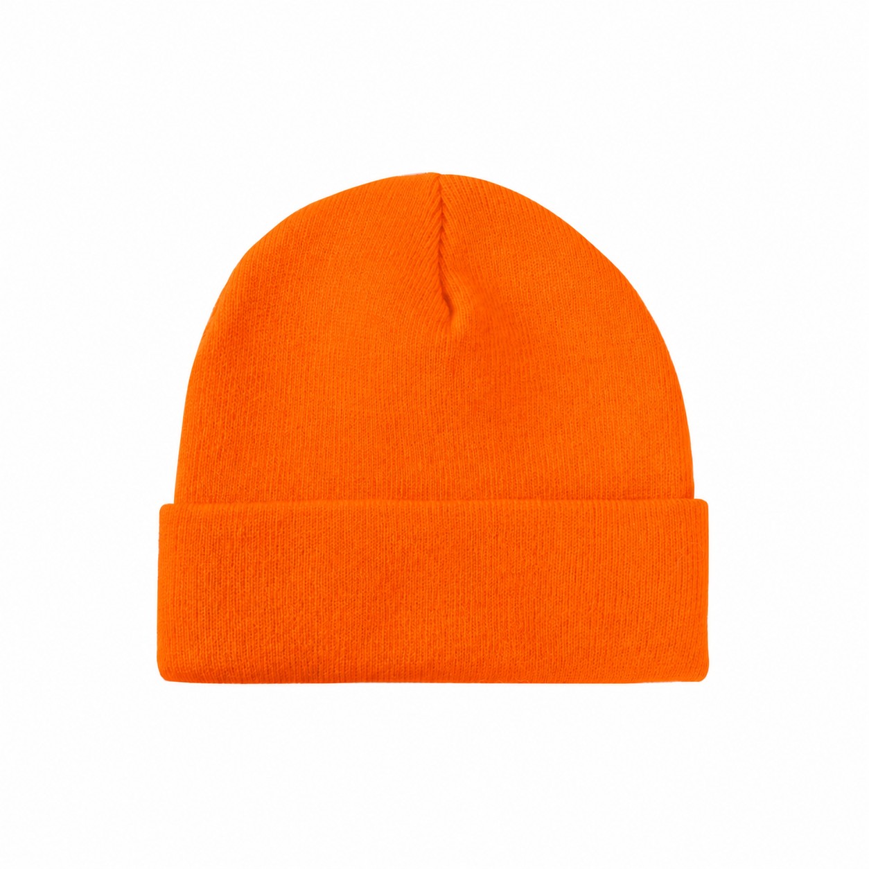 8.5-Inch Cuffed Acrylic Knit Beanie — Orange