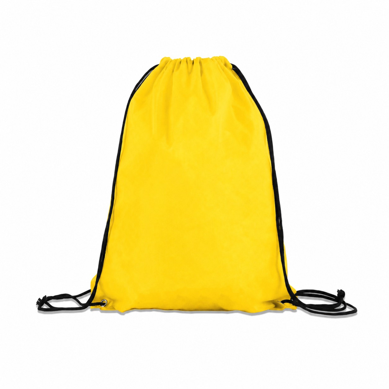 210D Polyester Drawstring Backpack With Adjustable Cords — Yellow