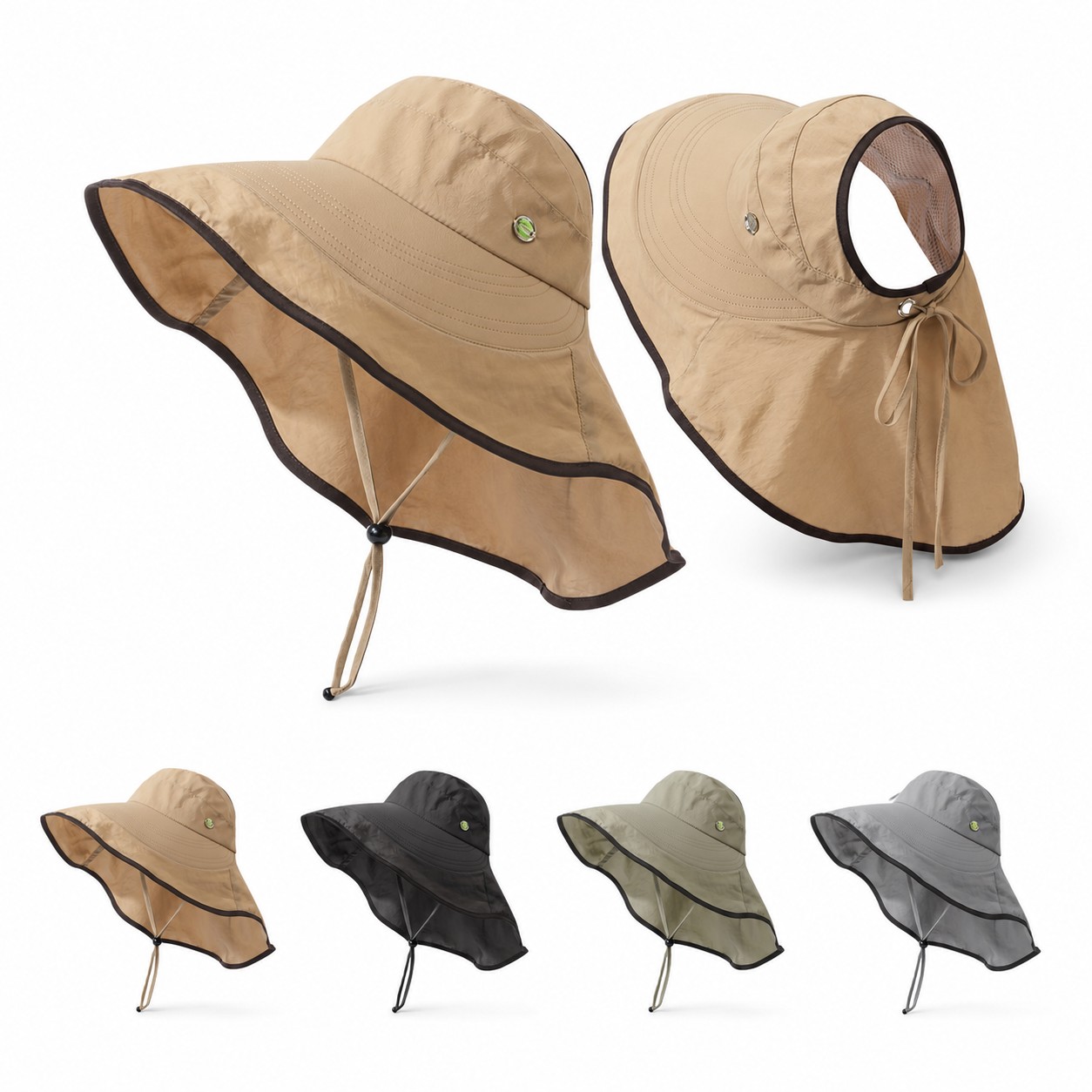 Polyester Ponytail Fisherman Sun Hat