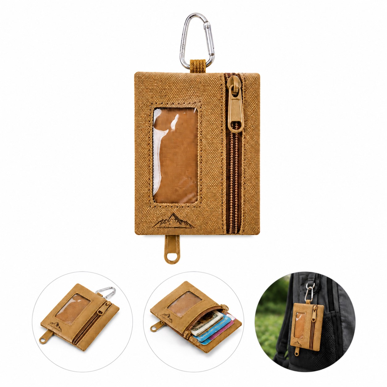 Transparent Window Nylon Organizer Pouch With Carabiner