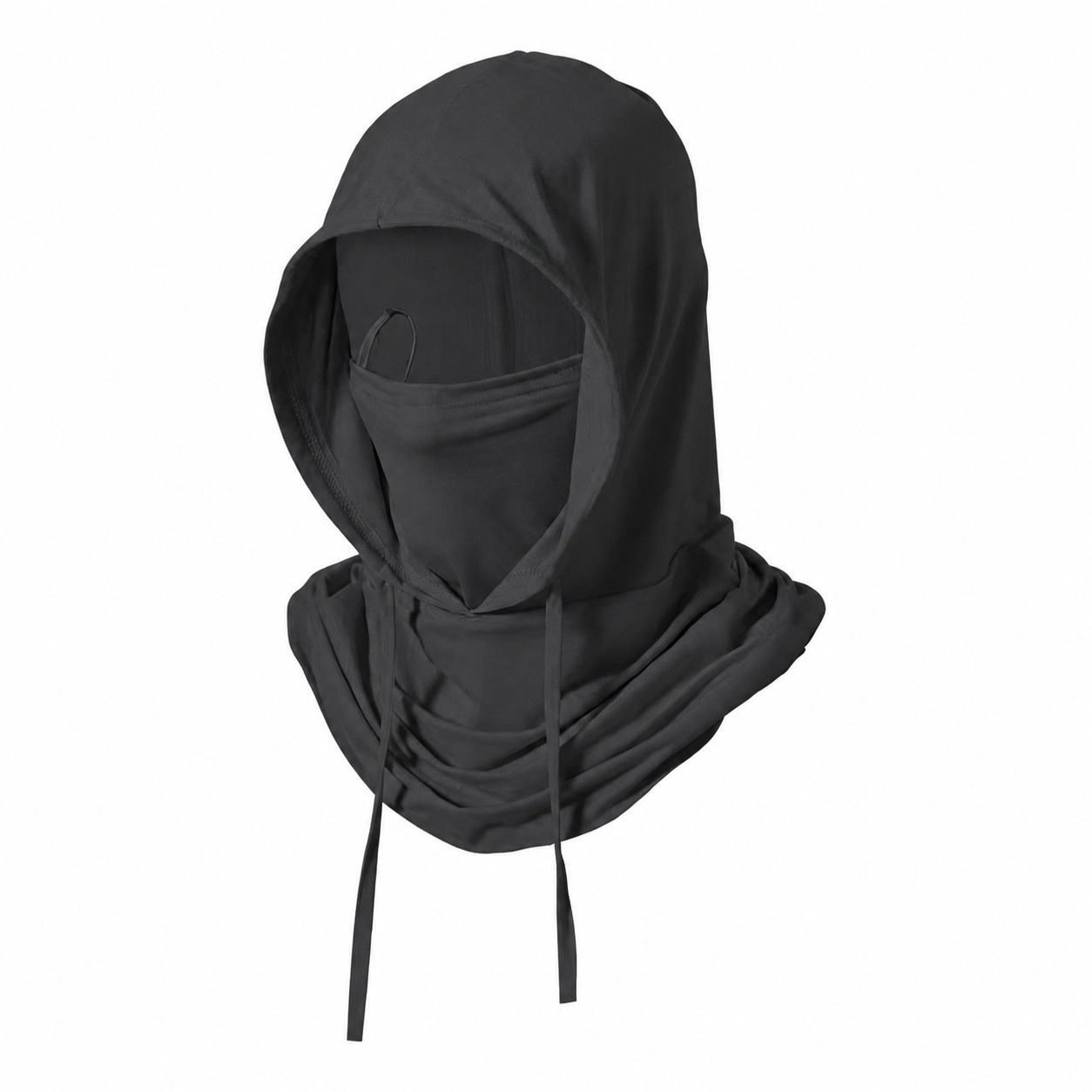 Polyester Hooded Sun Face Cover — Dark Gray