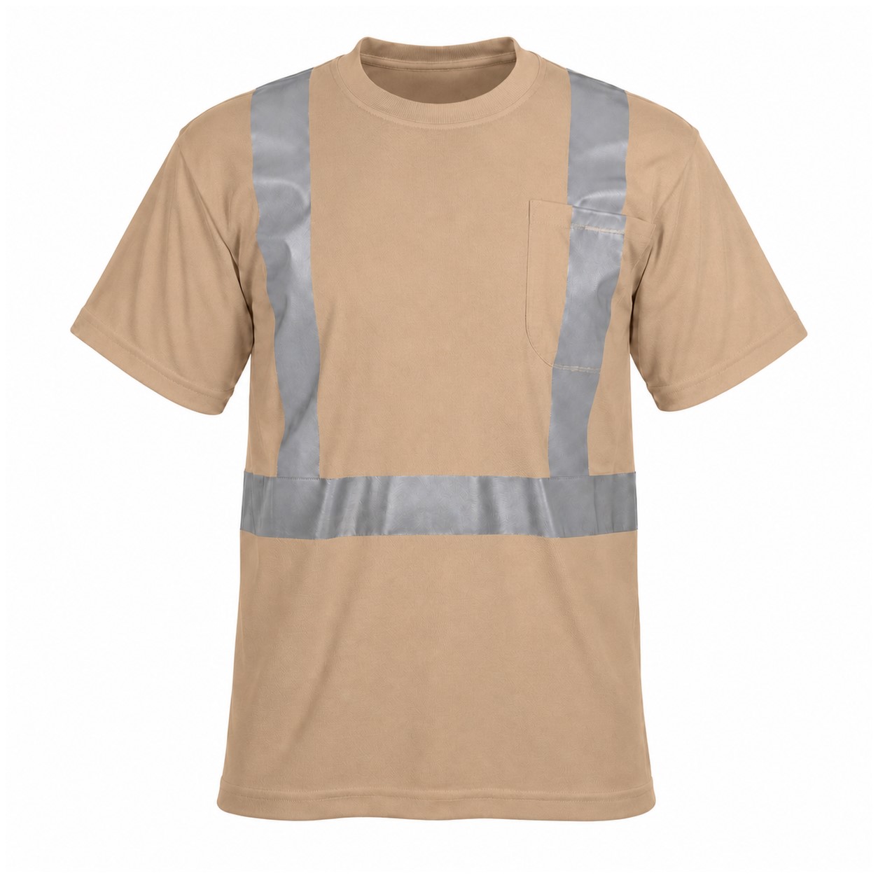 Reflective Pocket Polyester Safety Shirt — Tan Beige