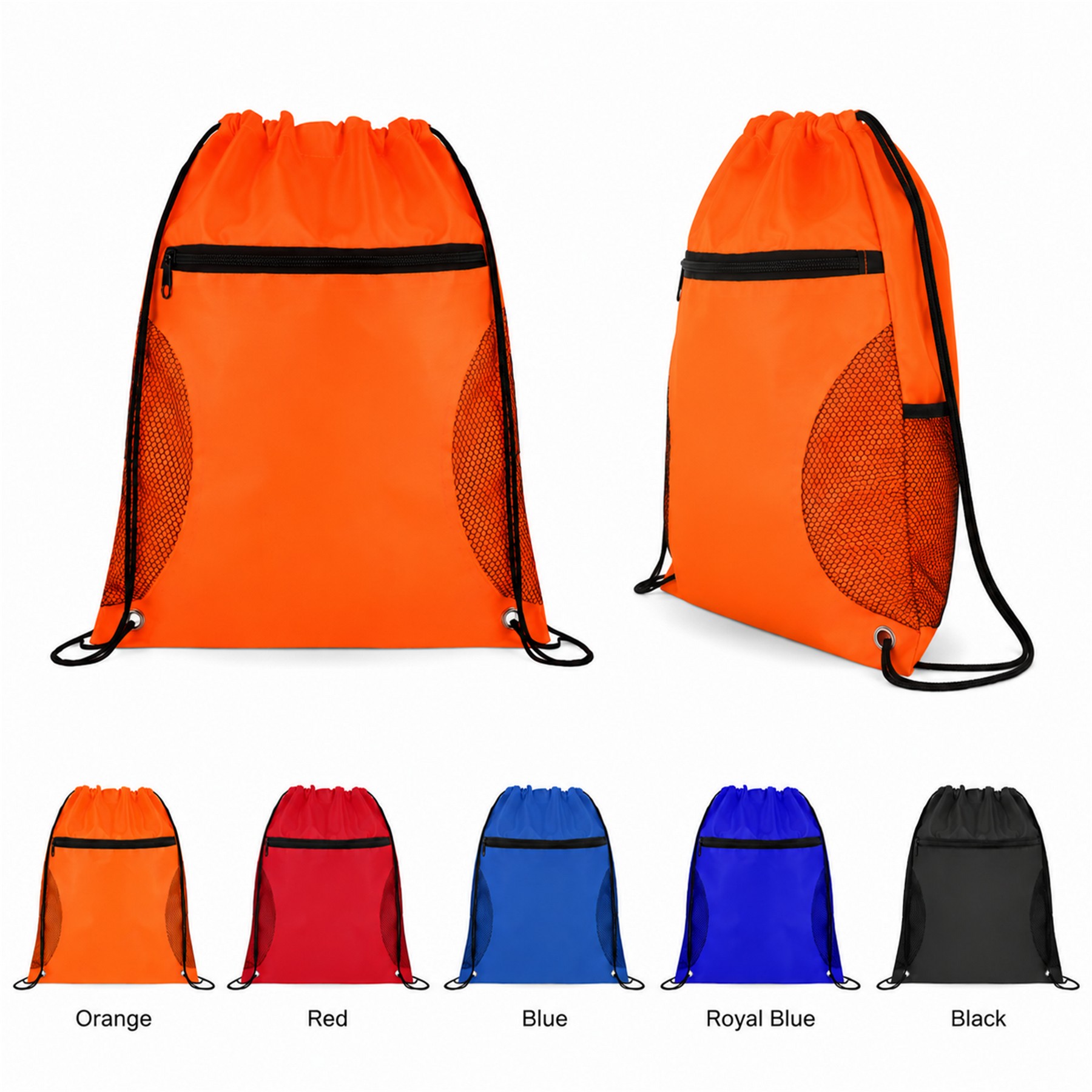 210D Polyester Mesh Pocket Drawstring Bag