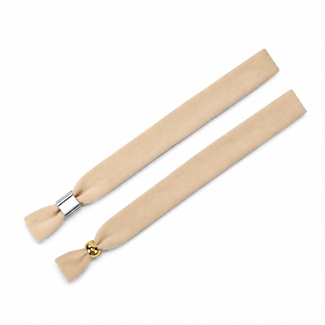 Polyester Wristband With Two-Way Metal Lock — Natural Beige