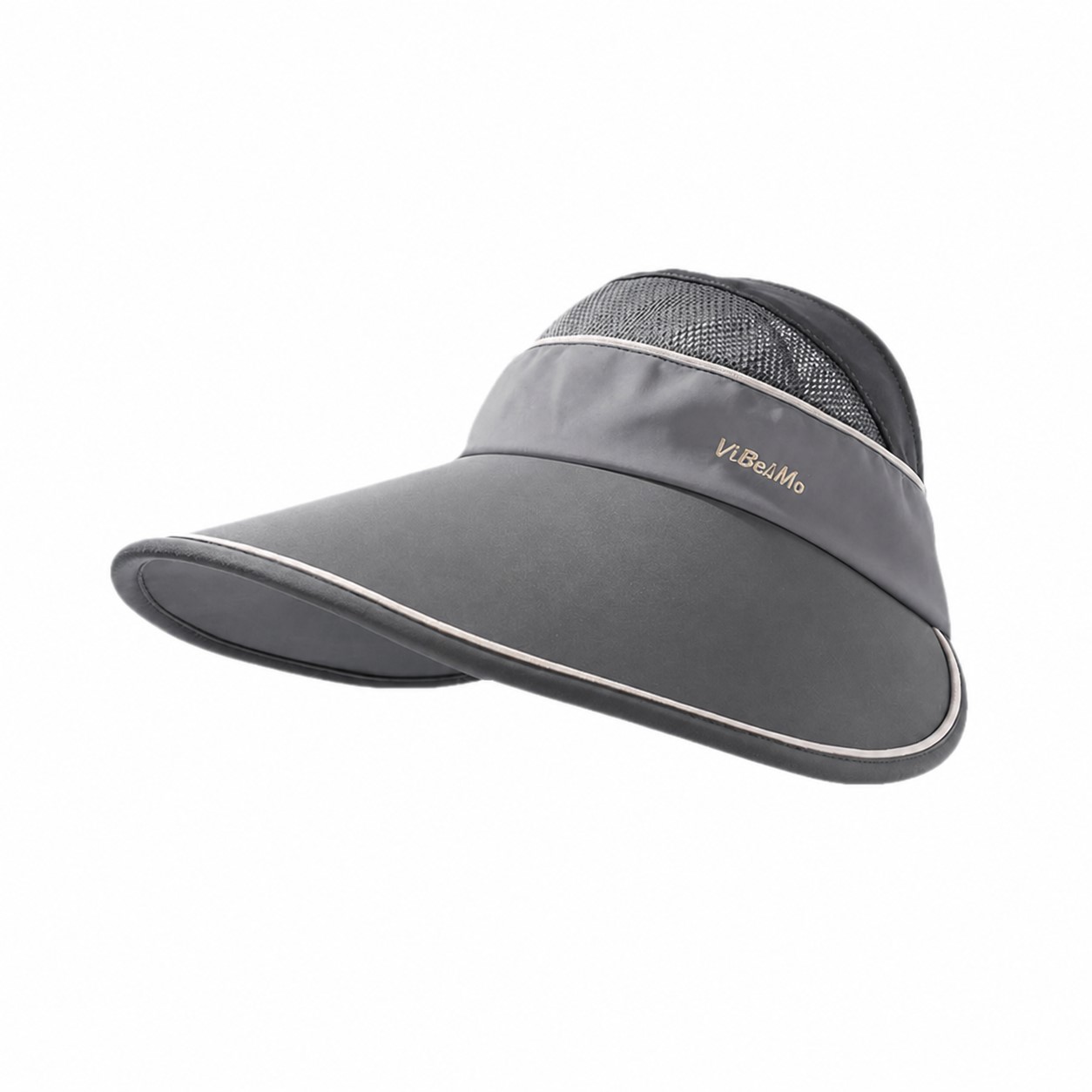 Nylon Oversized Brim Visor Hat — Gray