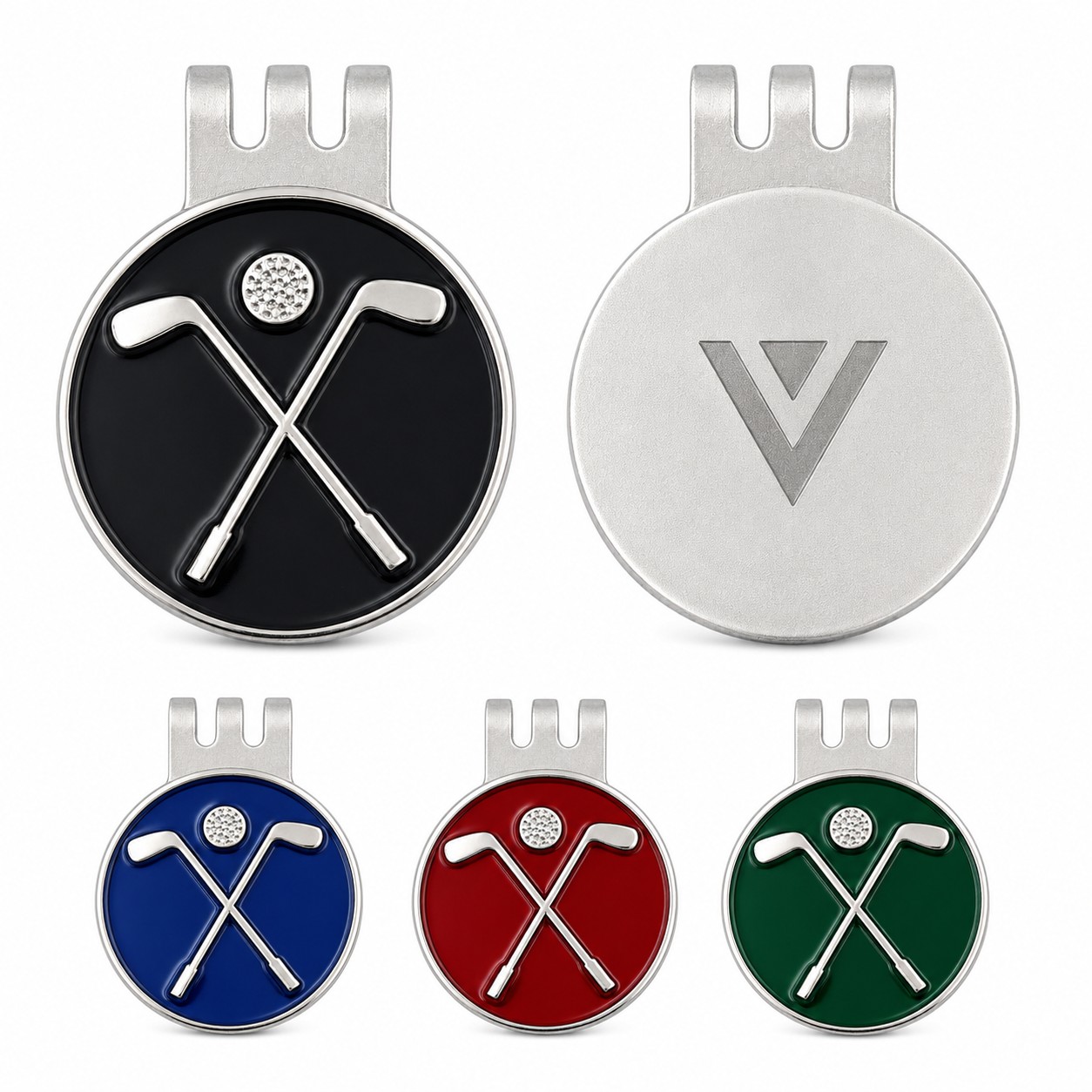 Crossed Club Golf Hat Marker Clip