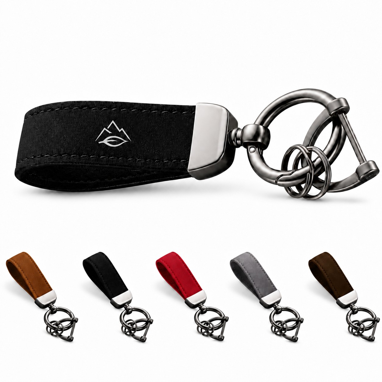 Suede Leather Key Fob With Horseshoe Clip — view 1