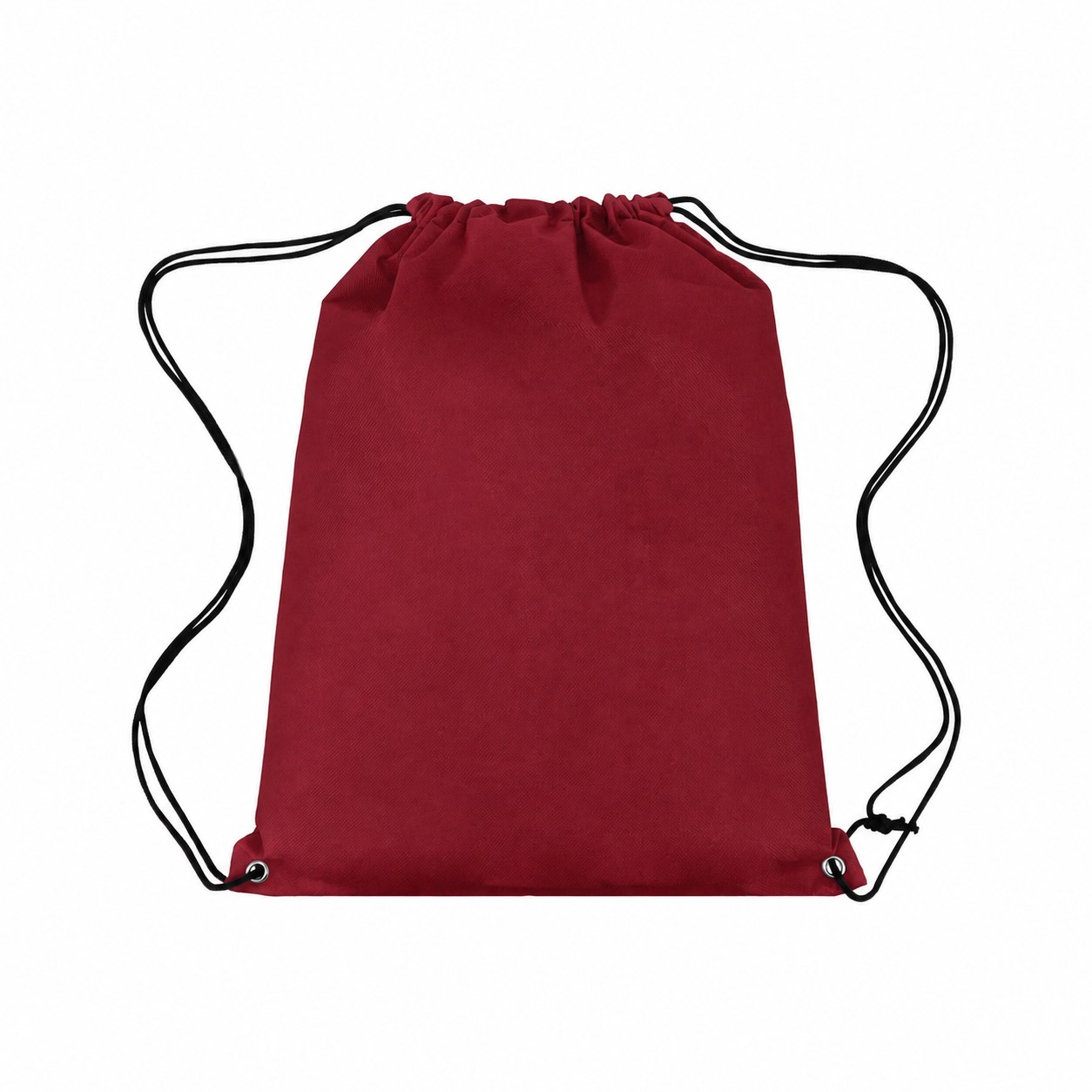 Non-Woven Drawstring Backpack With Metal Grommets — Burgundy Red