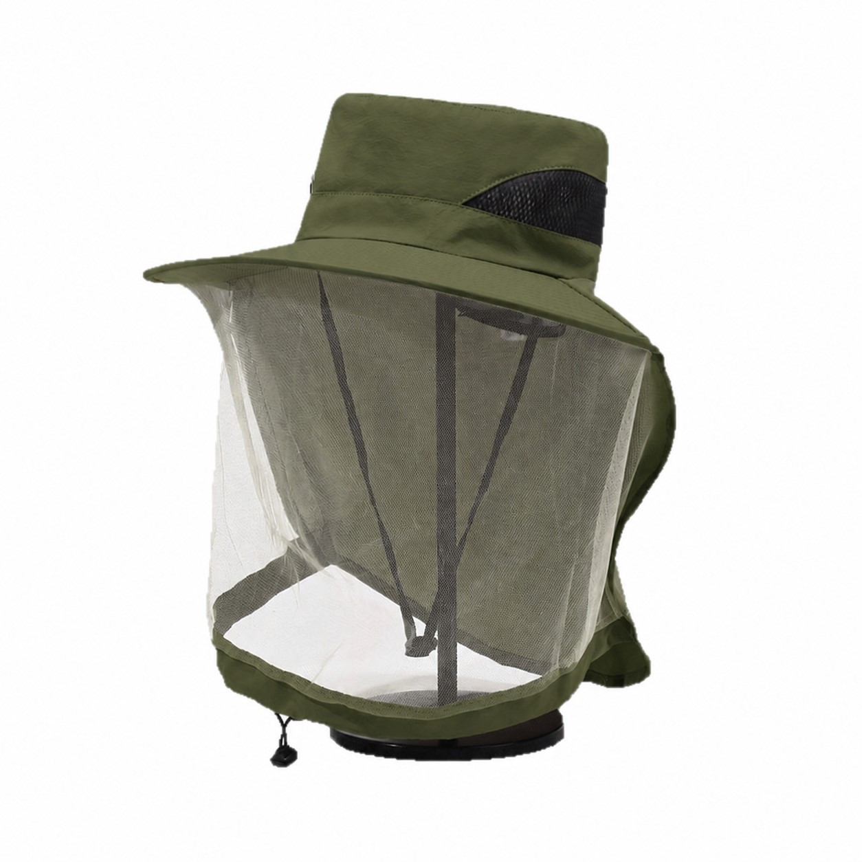 Polyester Mesh Shield Bucket Hat — Army Green