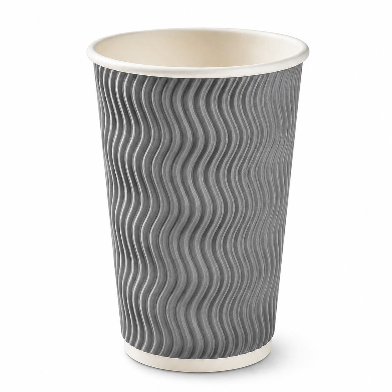 Insulated Ripple Paper Drink Cup — Gray