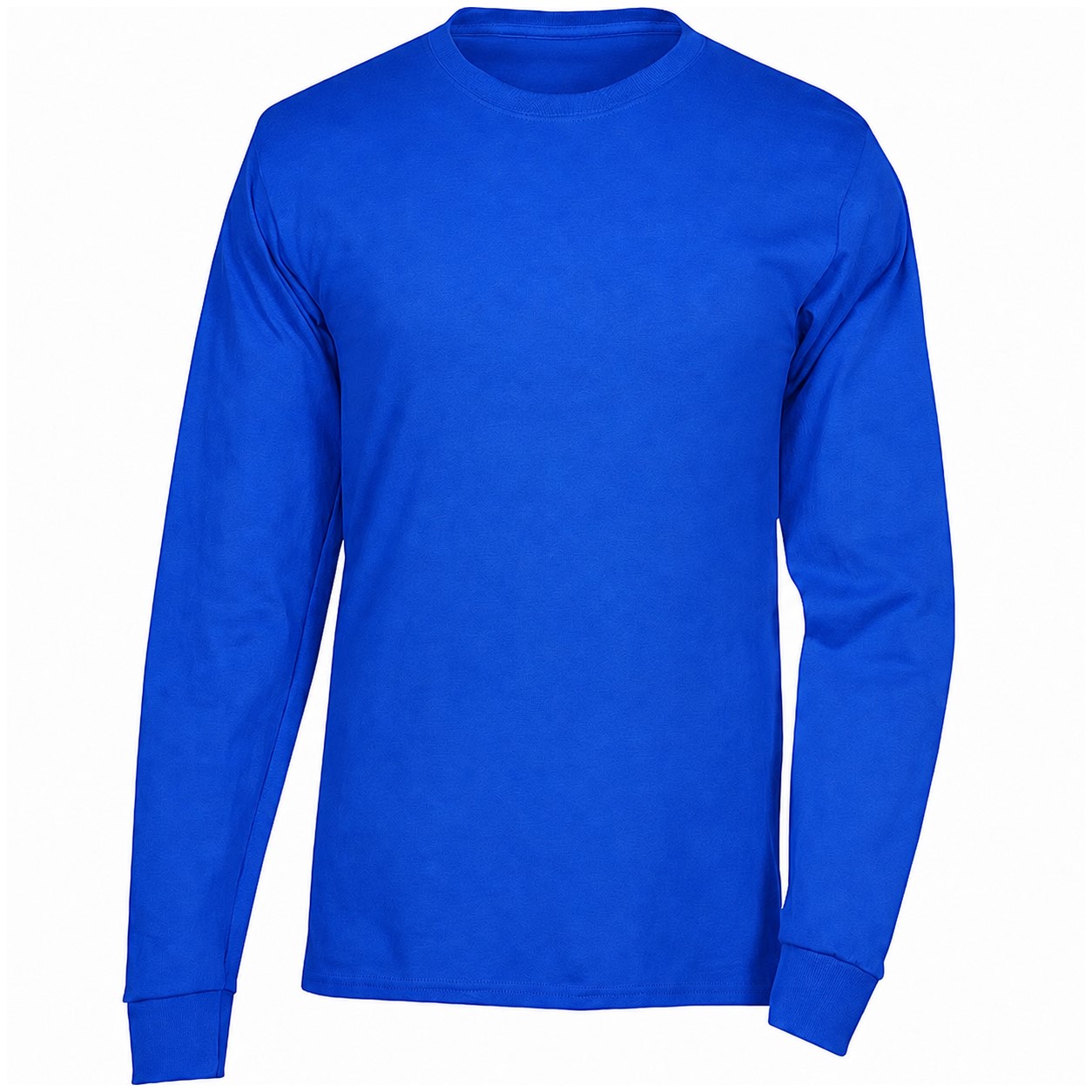 Cotton Long Sleeve Crewneck T-Shirt — Blue