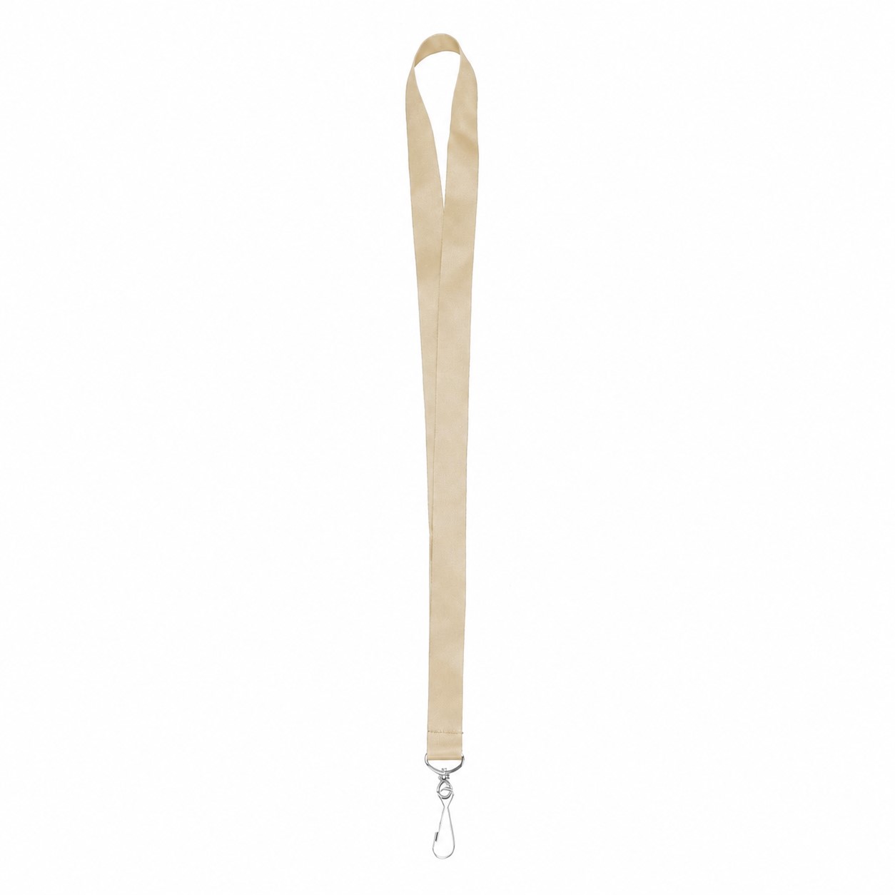 Satin Polyester J-Hook Lanyard — Natural Beige