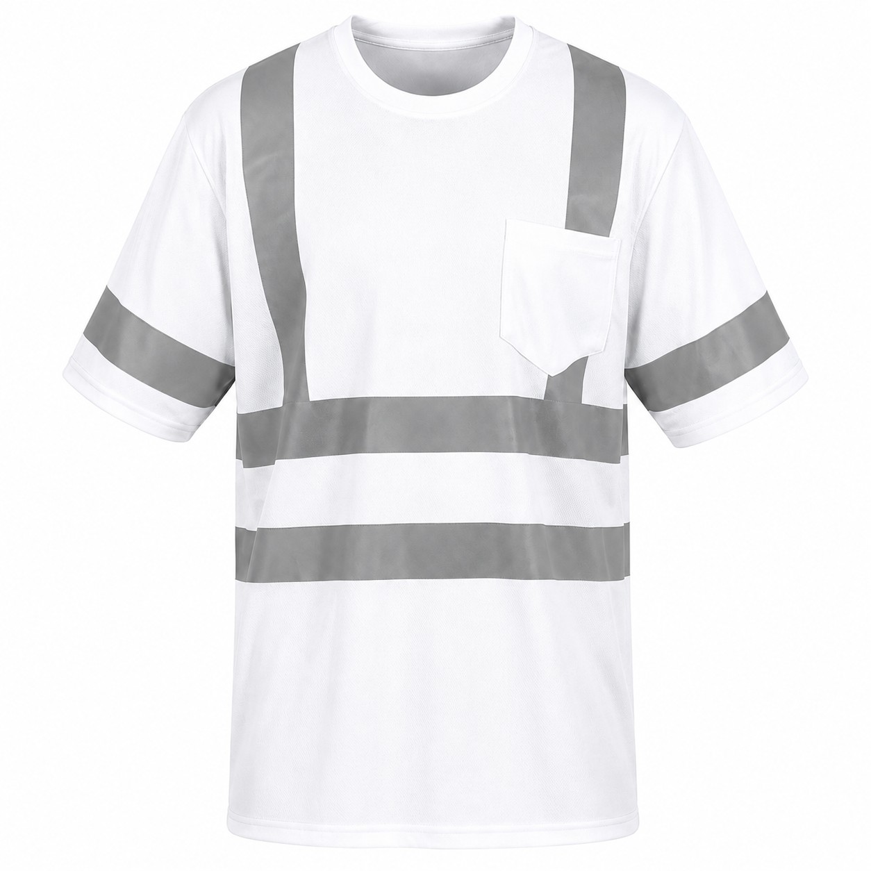 High Visibility Polyester Pocket Tee — White