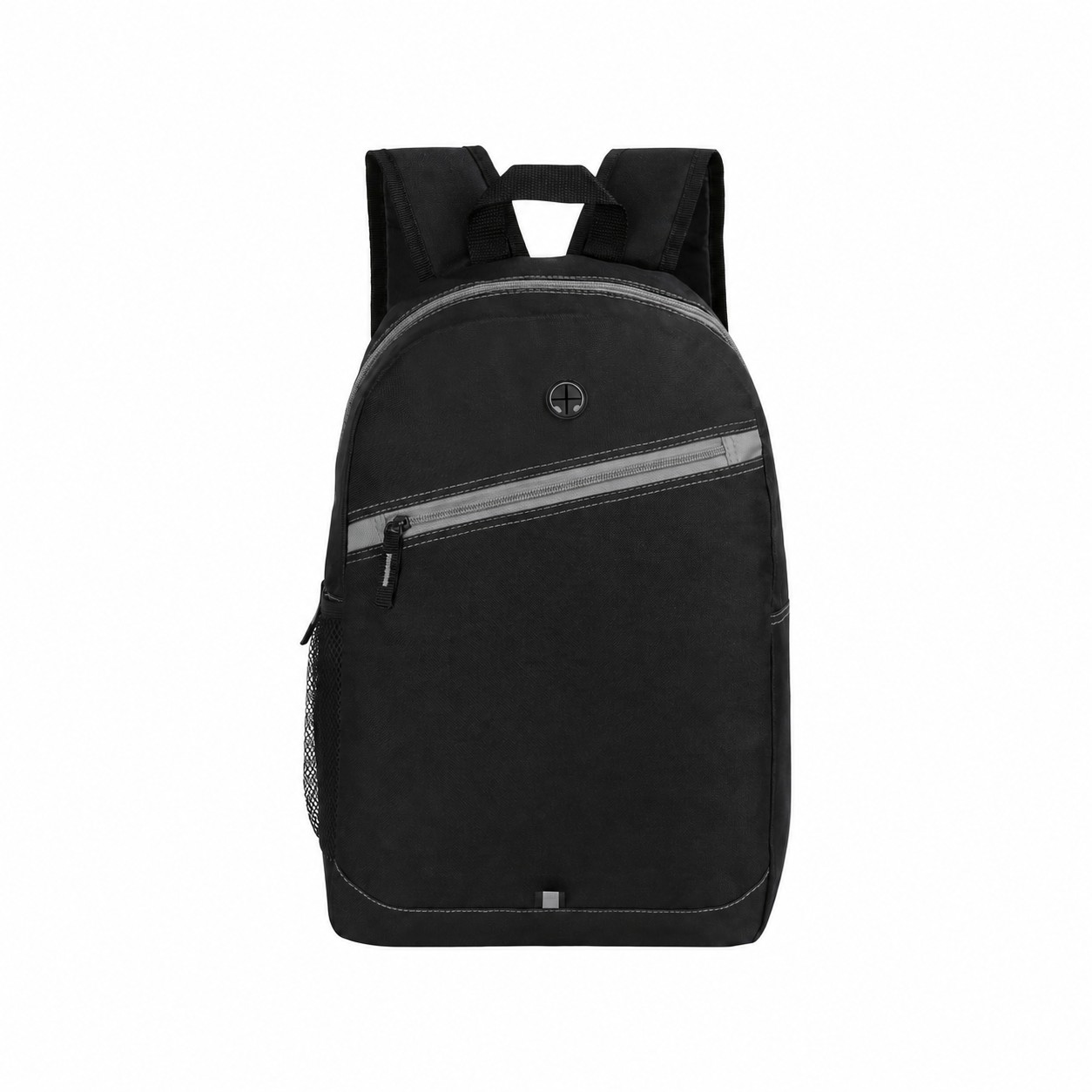 600D Polyester Black Backpack — Black/Gray