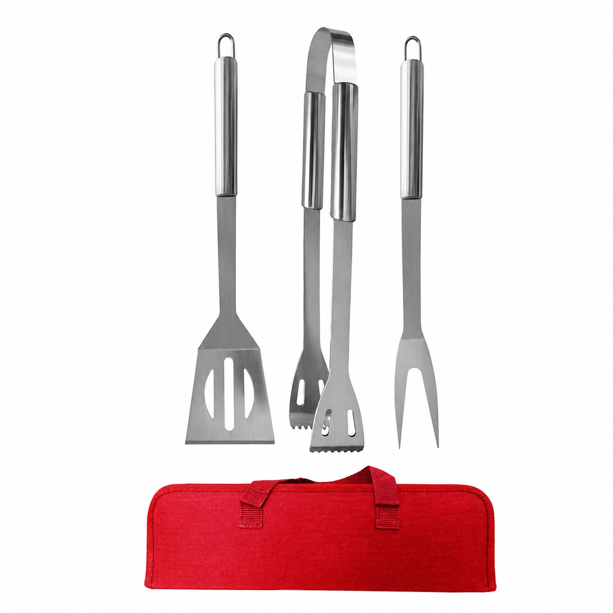 Three Piece Stainless Grill Set — Red