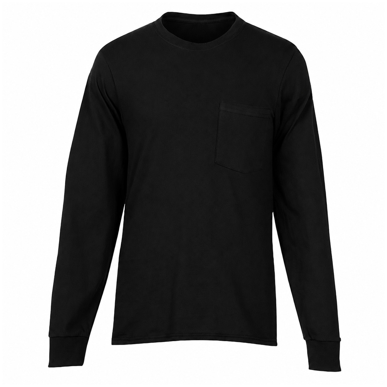 Cotton Pocket Long Sleeve Shirt — Black