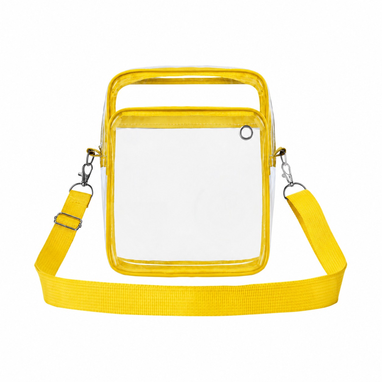 Zippered Storage PVC Crossbody Sling Bag — Clear White/Yellow